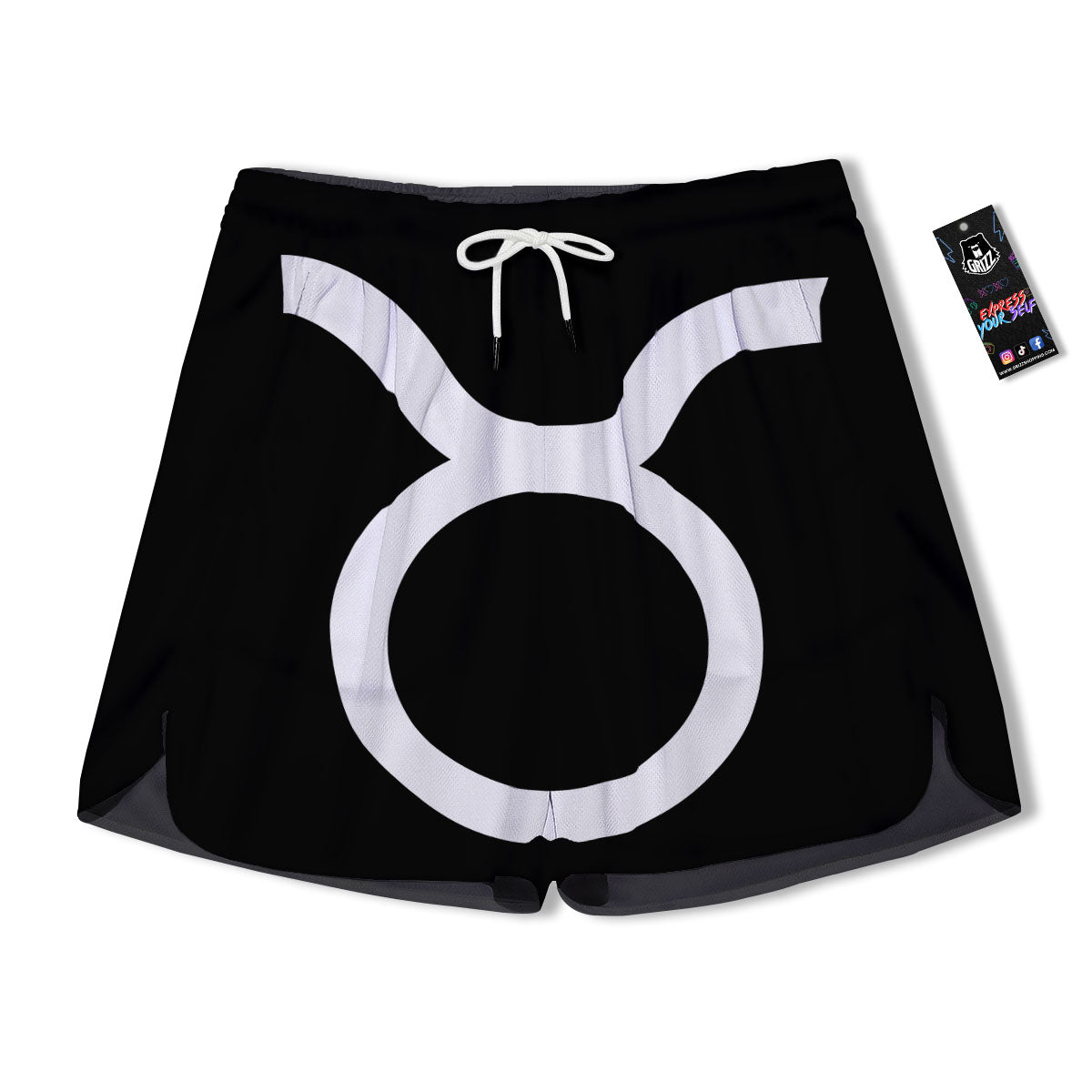 Taurus Sign White And Black Print Men's Running Shorts-grizzshop