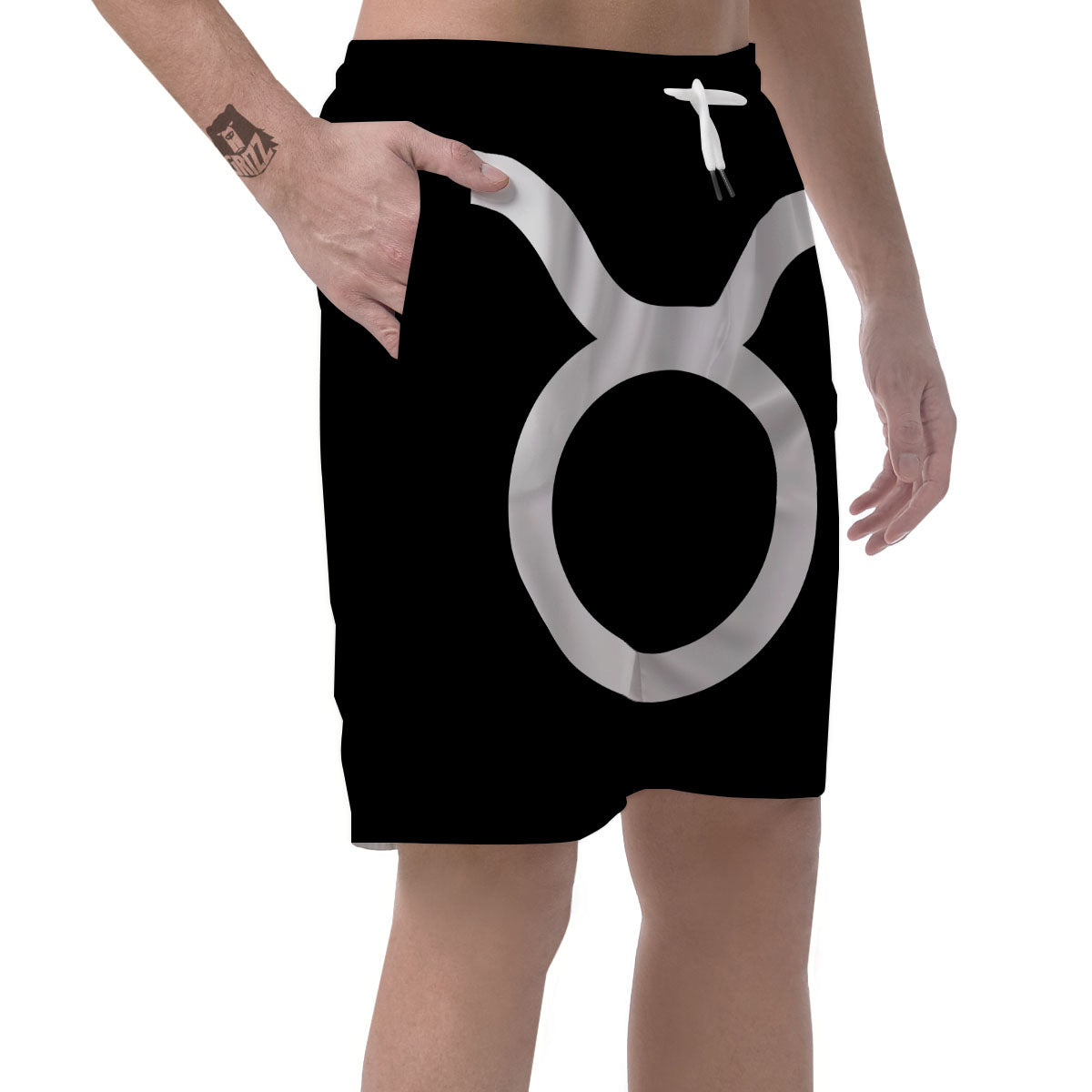 Taurus Sign White And Black Print Men's Shorts-grizzshop