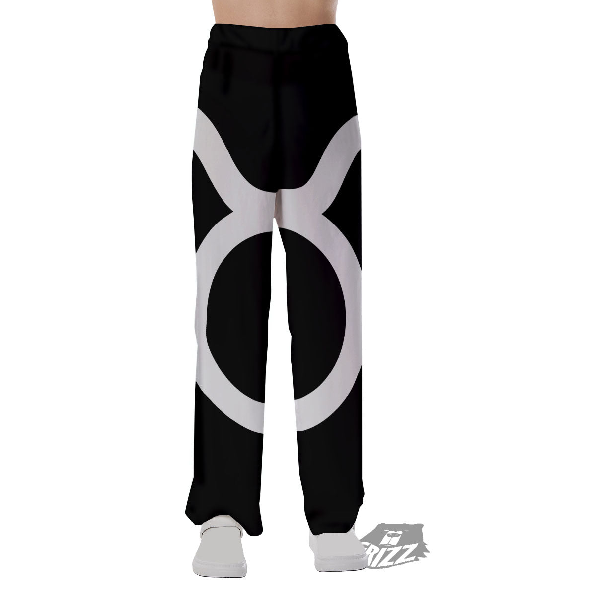 Taurus Sign White And Black Print Pajama Pants-grizzshop