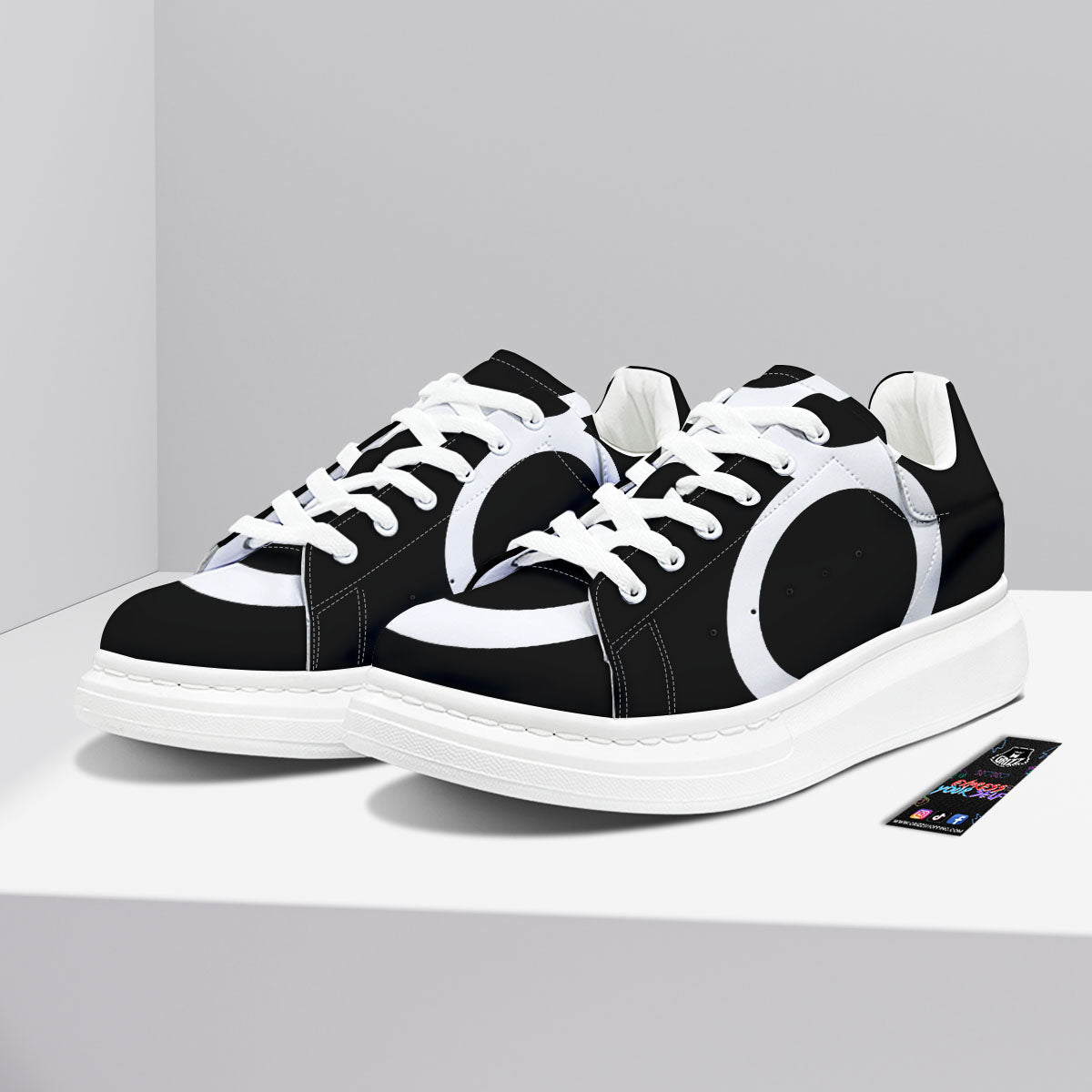 Taurus Sign White And Black Print Platform Shoes-grizzshop