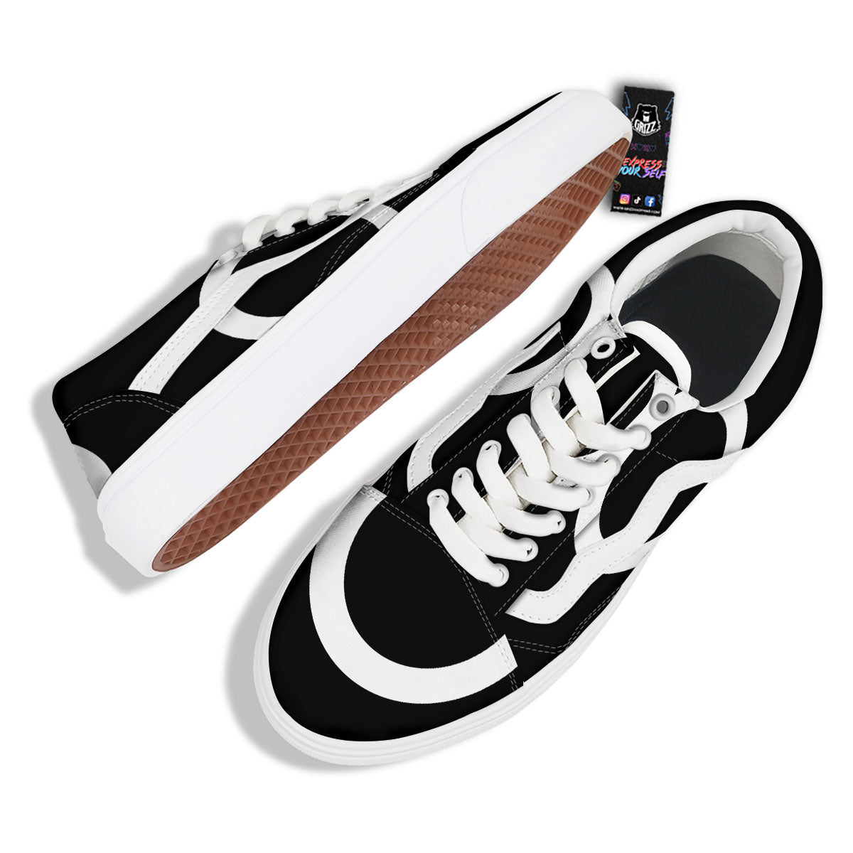 Taurus Sign White And Black Print Skate Shoes-grizzshop