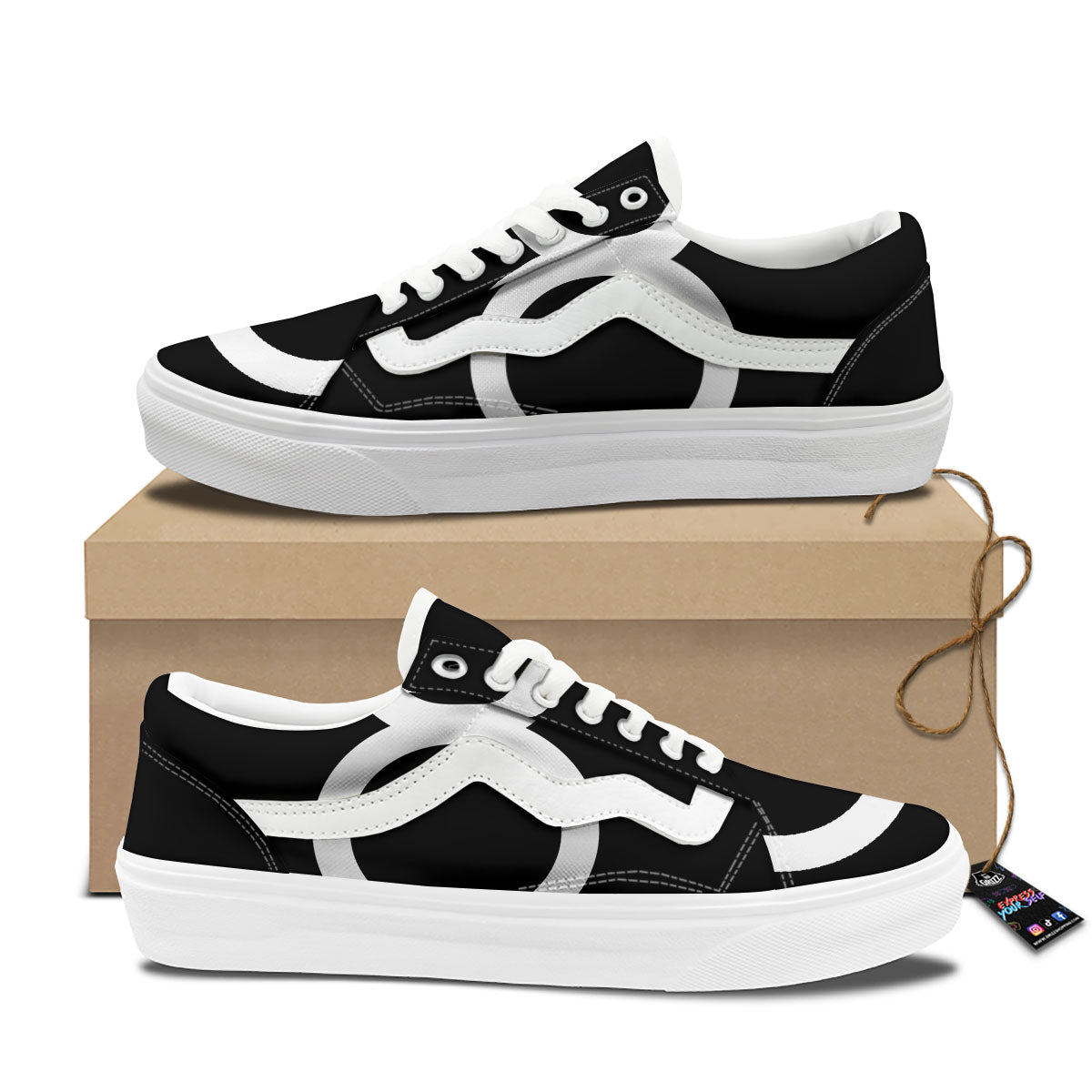 Taurus Sign White And Black Print Skate Shoes-grizzshop