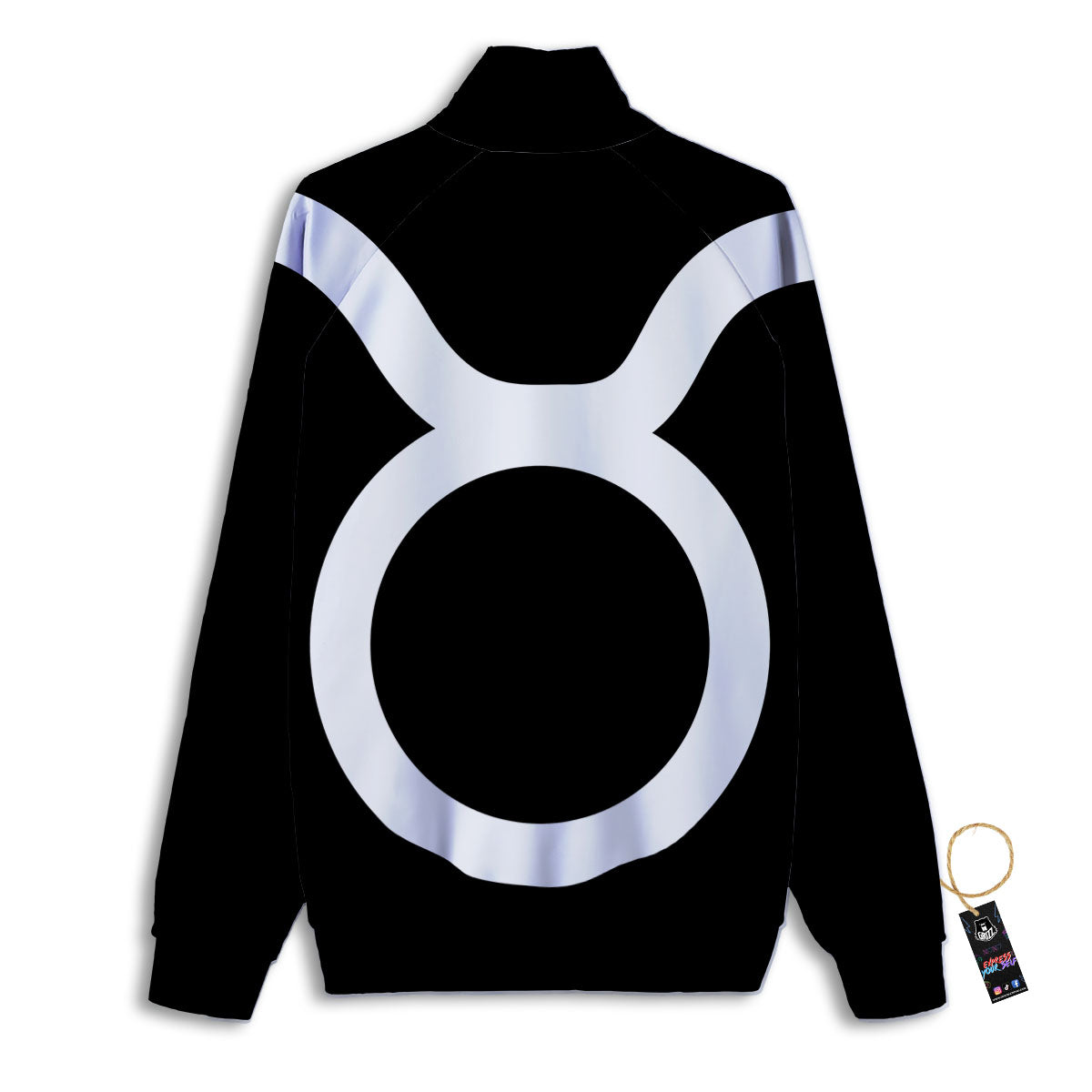 Taurus Sign White And Black Print Track Jacket-grizzshop