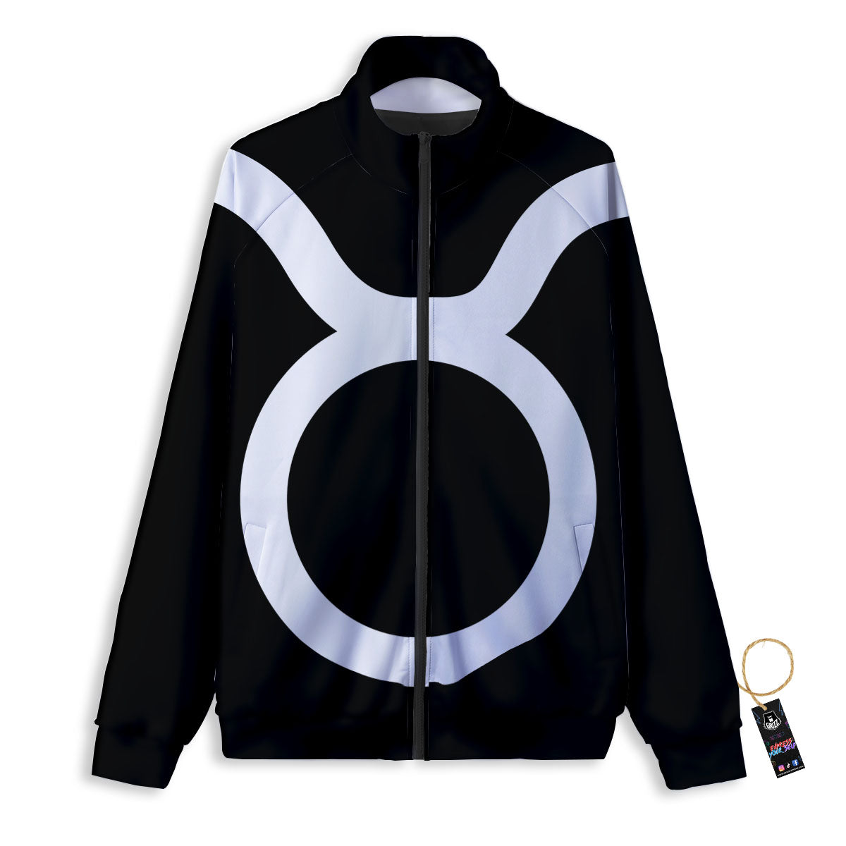 Taurus Sign White And Black Print Track Jacket-grizzshop