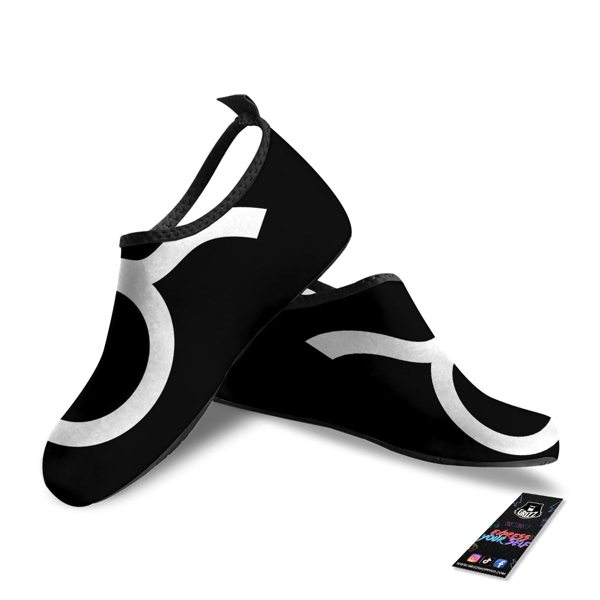 Taurus Sign White And Black Print Water Shoes-grizzshop