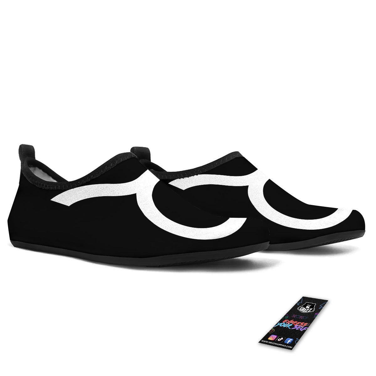 Taurus Sign White And Black Print Water Shoes-grizzshop