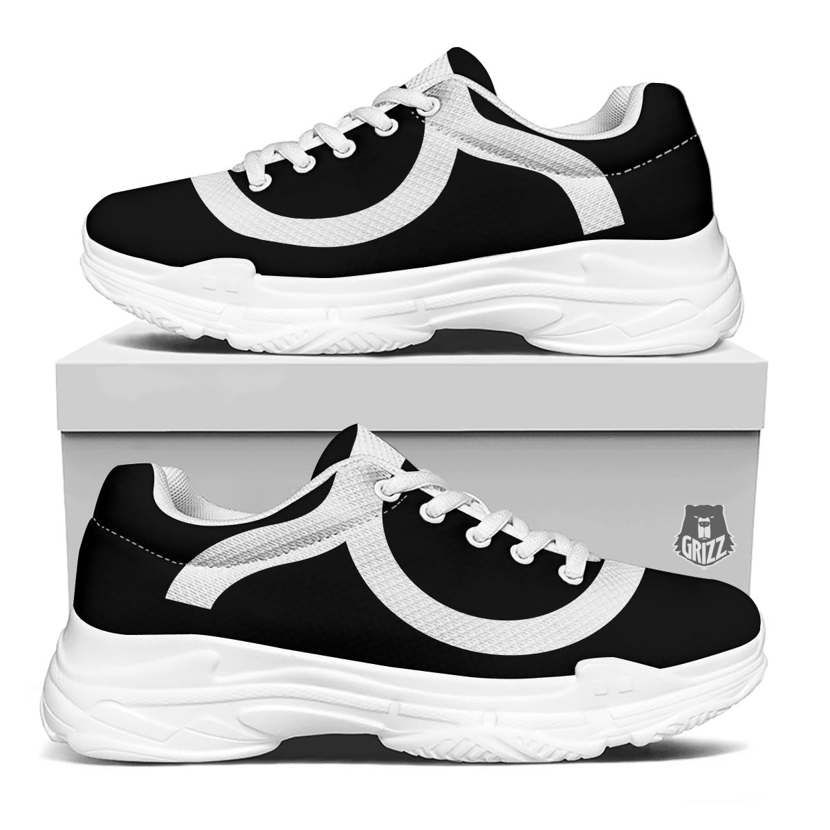 Taurus Sign White And Black Print White Chunky Shoes-grizzshop