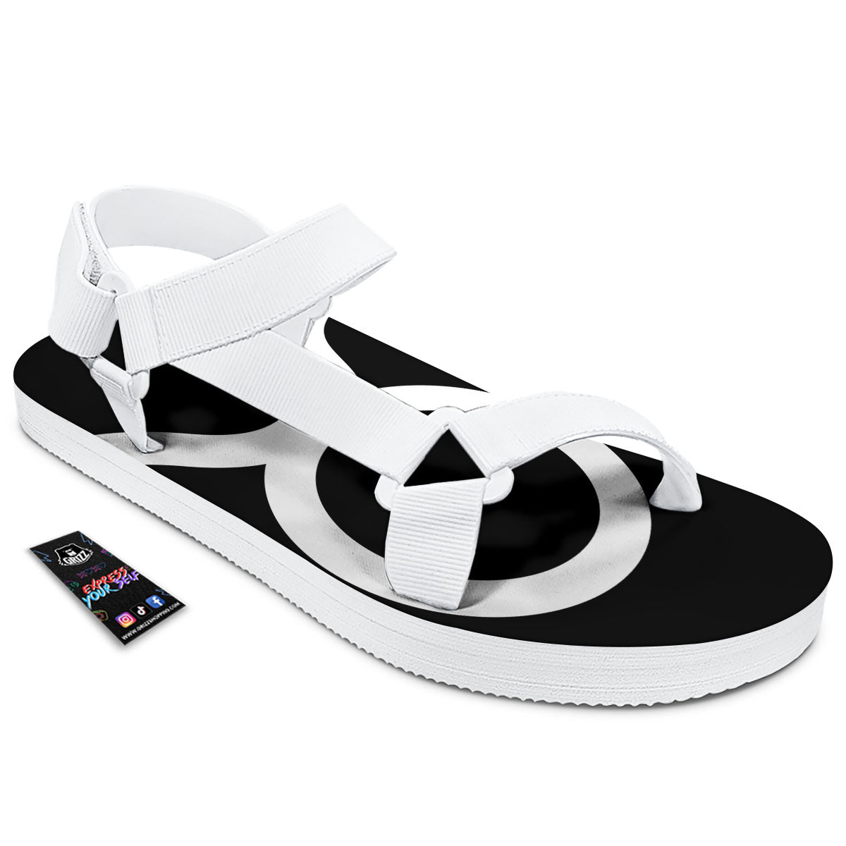 Taurus Sign White And Black Print White Open Toe Sandals-grizzshop