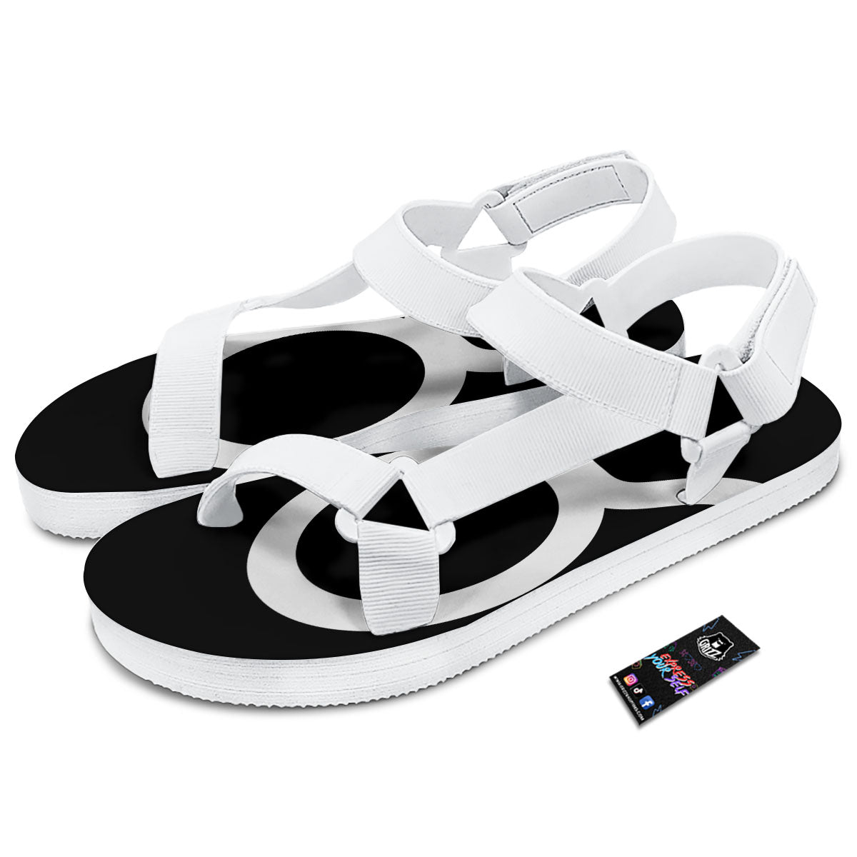 Taurus Sign White And Black Print White Open Toe Sandals-grizzshop