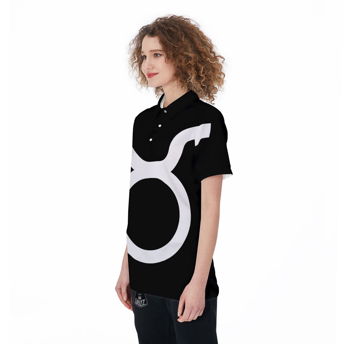 Taurus Sign White And Black Print Women's Golf Shirts-grizzshop