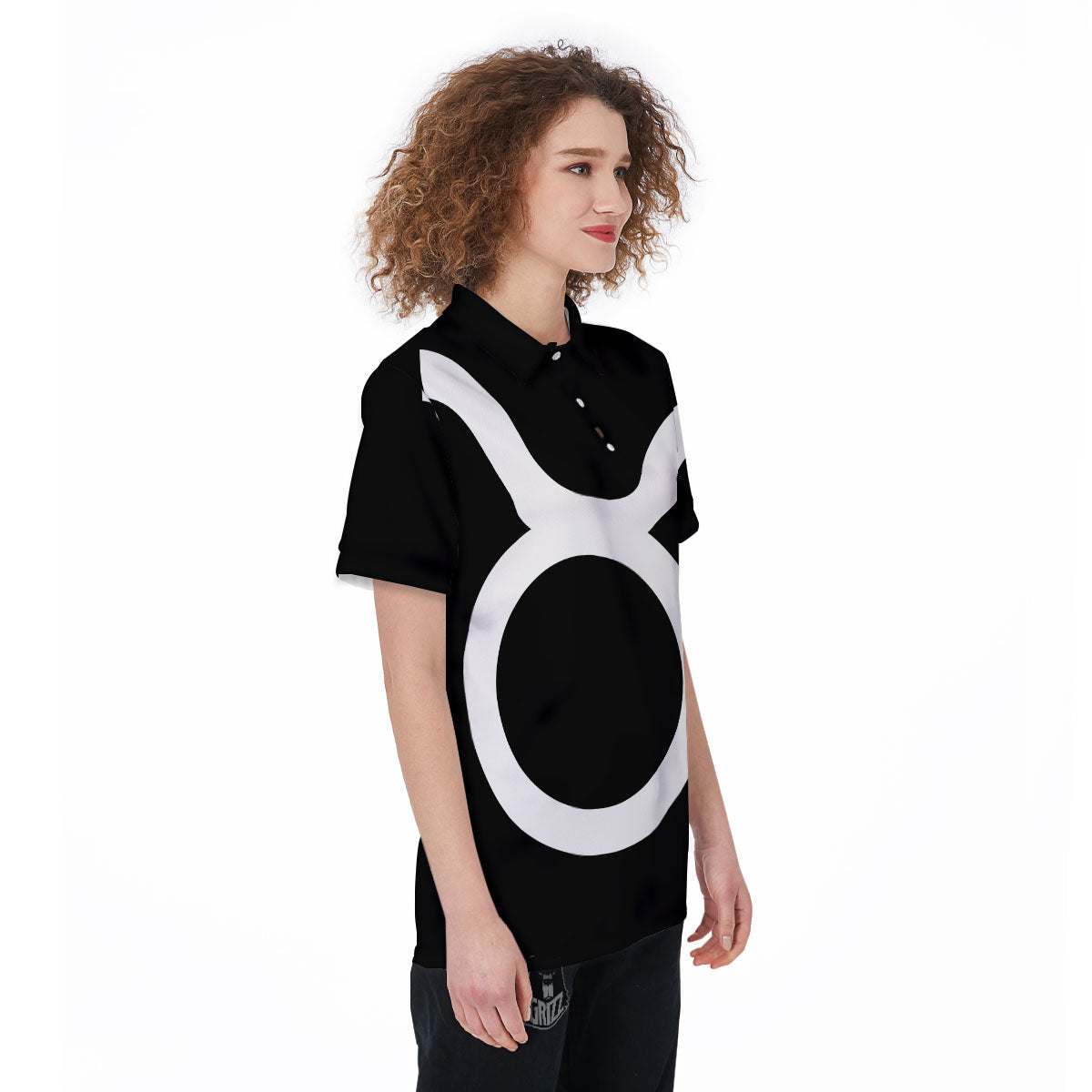 Taurus Sign White And Black Print Women's Golf Shirts-grizzshop