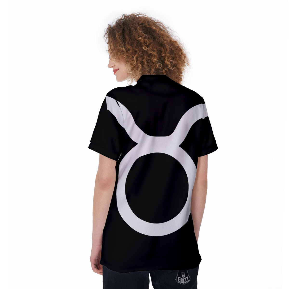 Taurus Sign White And Black Print Women's Golf Shirts-grizzshop