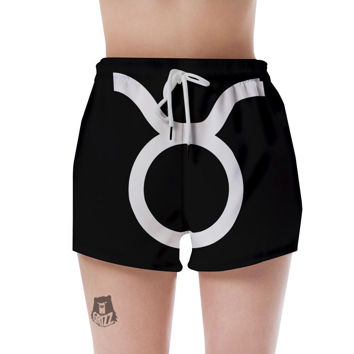 Taurus Sign White And Black Print Women's Shorts-grizzshop