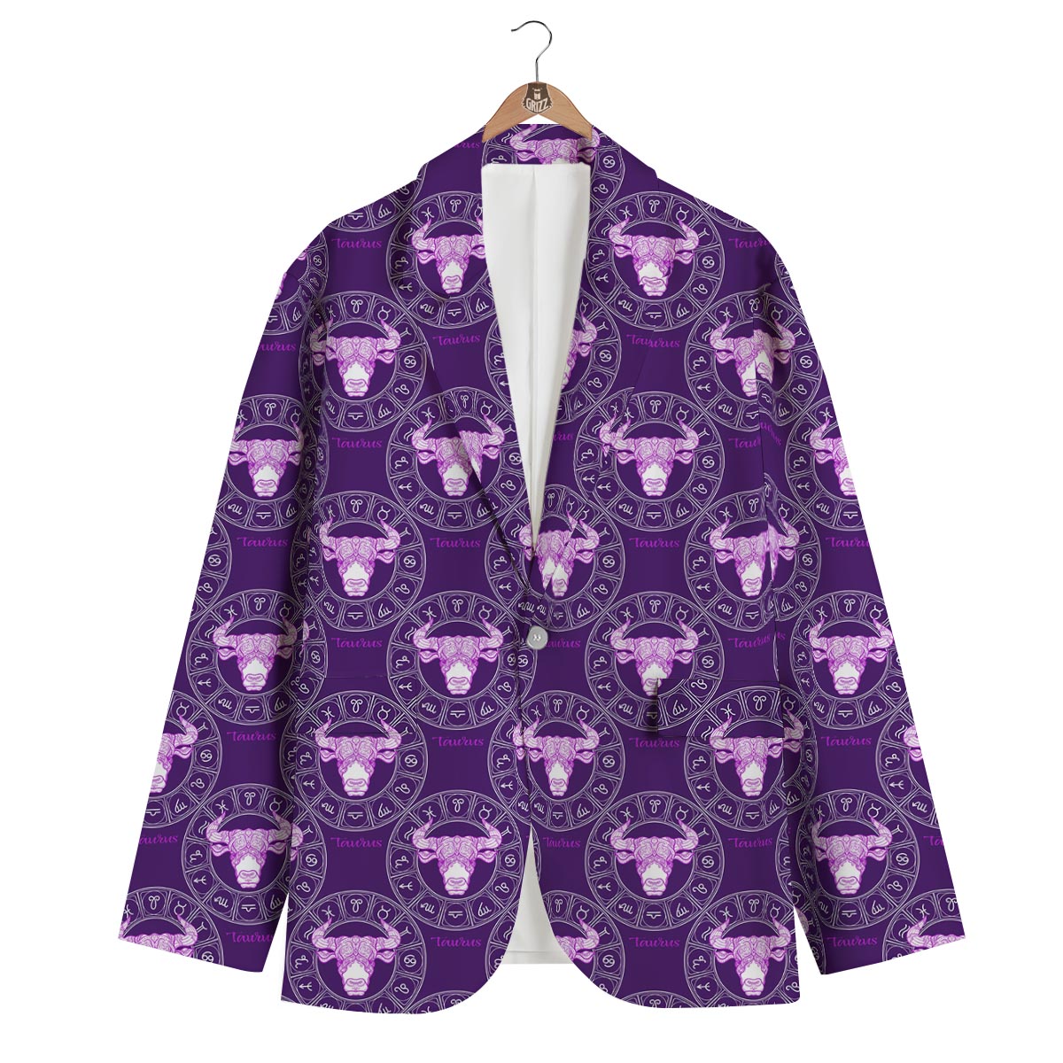 Taurus Zodiac Pattern Print Men's Blazer-grizzshop