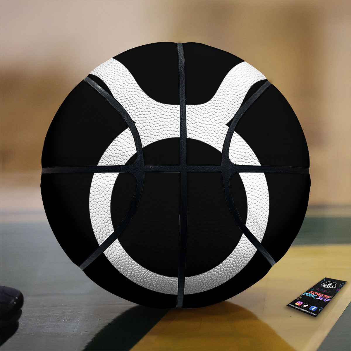 Taurus Sign White And Black Print Basketball
