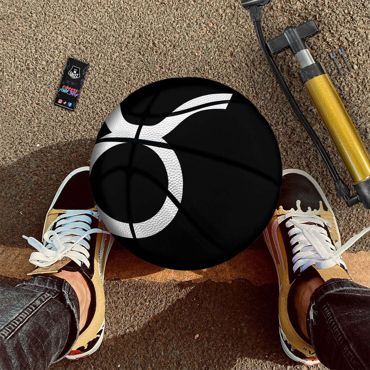 Taurus Sign White And Black Print Basketball