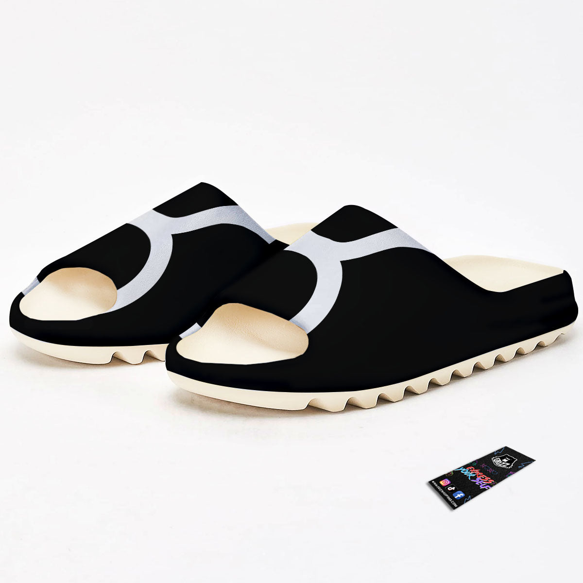Taurus Sign White And Black Print Sandals-grizzshop