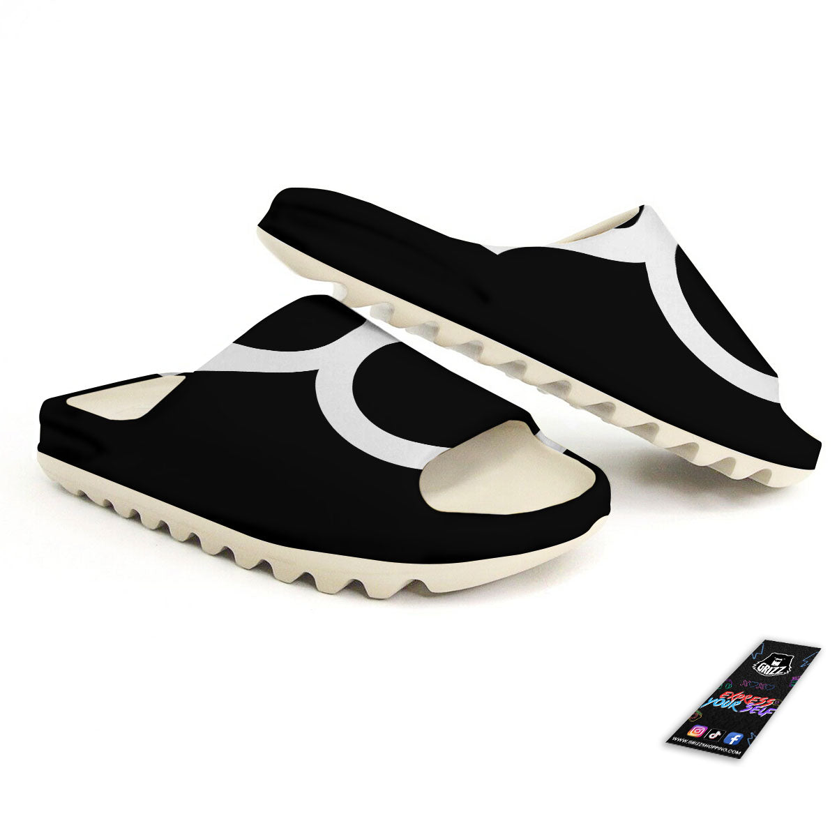 Taurus Sign White And Black Print Sandals-grizzshop