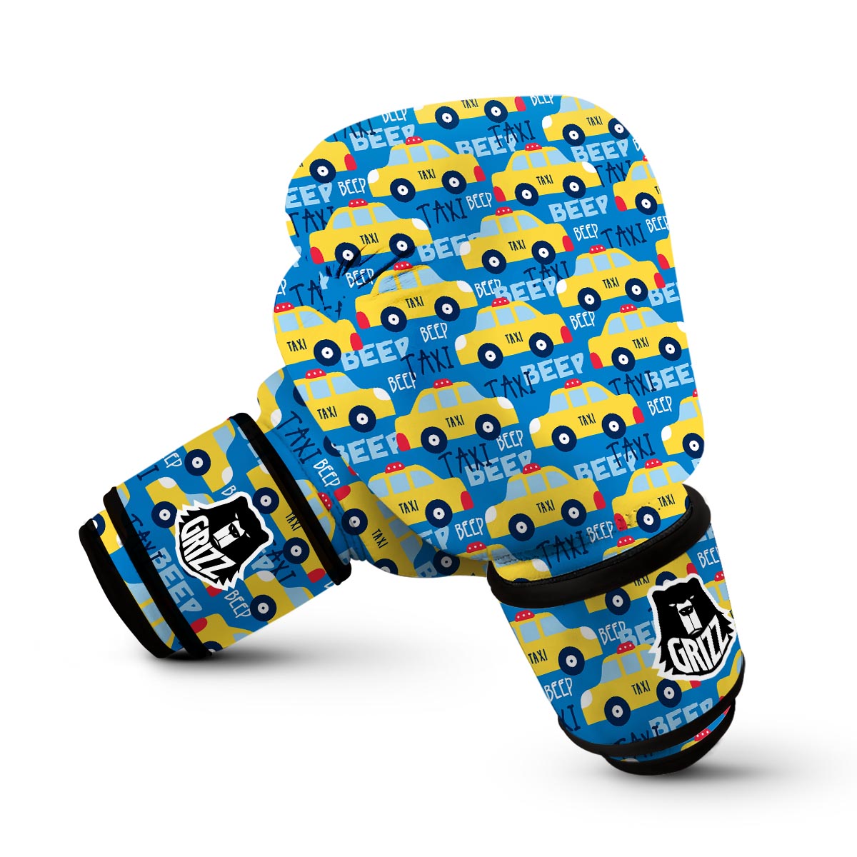 Taxi Car Pattern Print Boxing Gloves-grizzshop