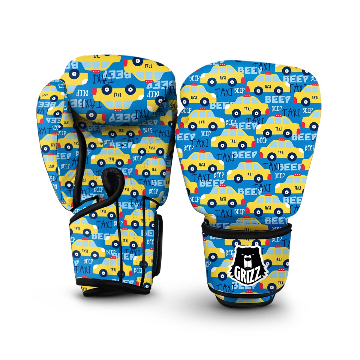 Taxi Car Pattern Print Boxing Gloves-grizzshop