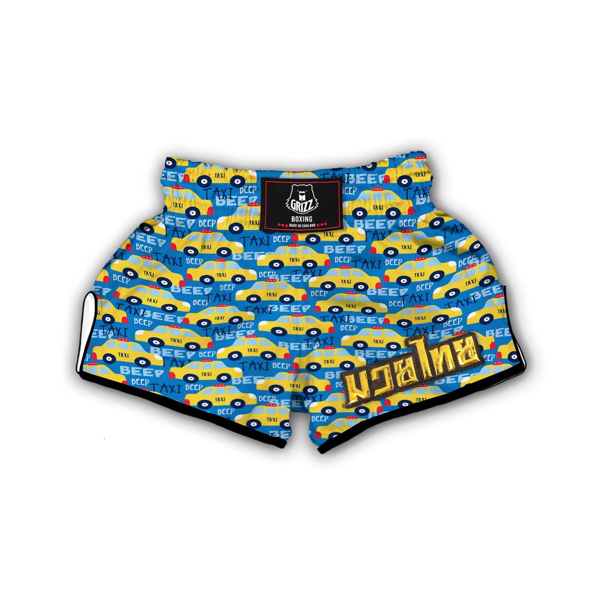 Taxi Car Pattern Print Muay Thai Boxing Shorts-grizzshop