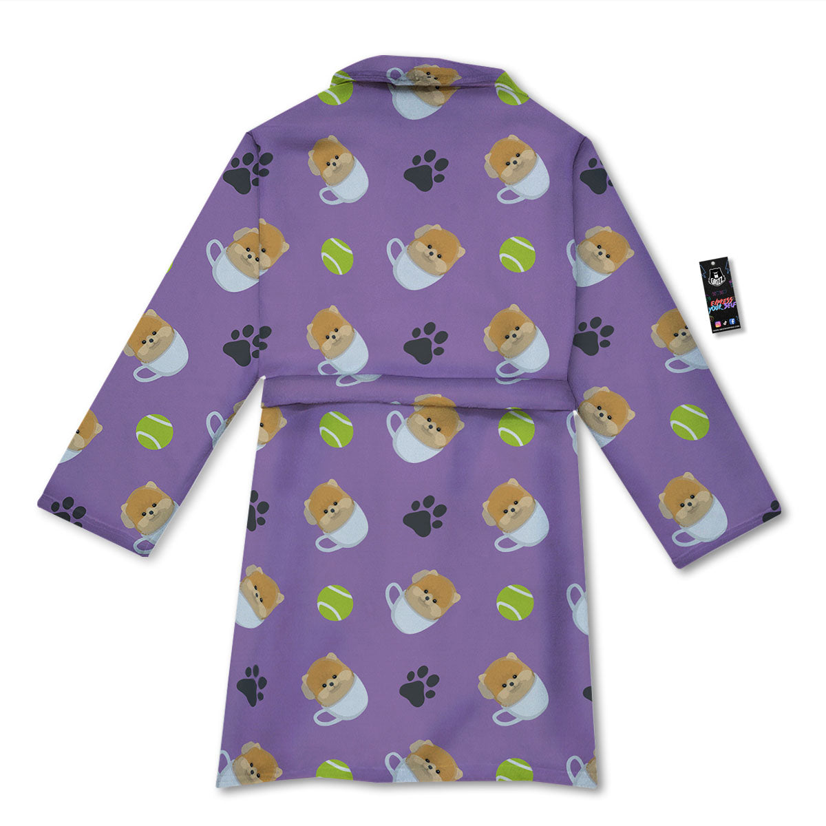 Tea Cup Pomeranian Print Pattern Bathrobe-grizzshop