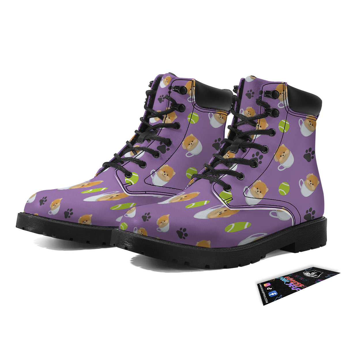 Tea Cup Pomeranian Print Pattern Boots-grizzshop