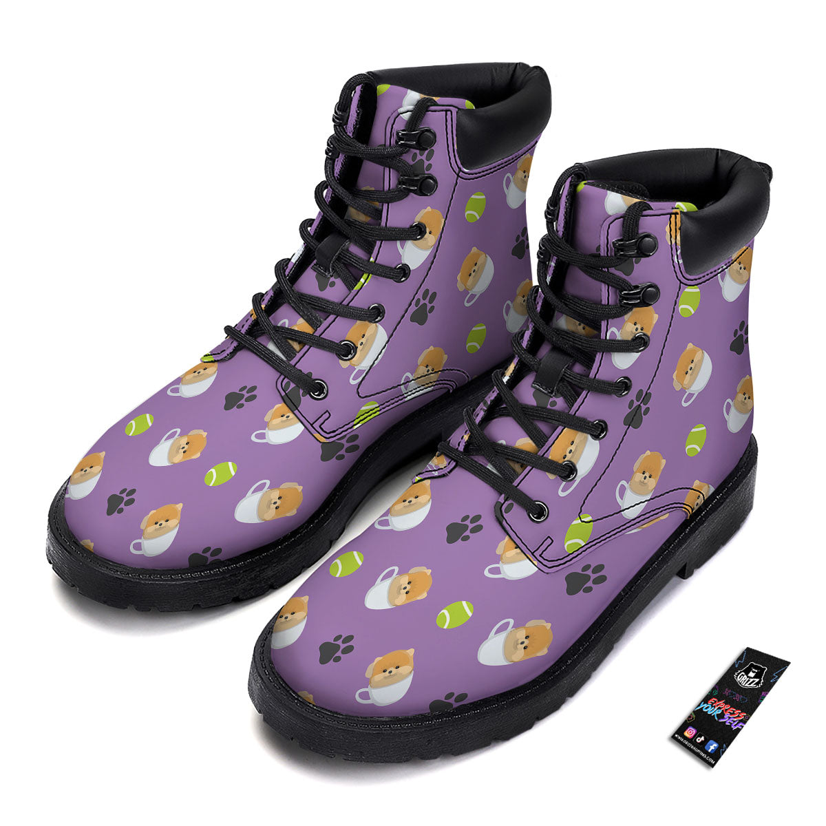 Tea Cup Pomeranian Print Pattern Boots-grizzshop