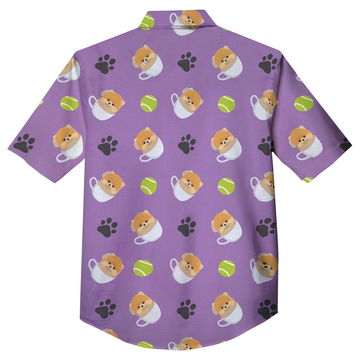 Tea Cup Pomeranian Print Pattern Button Up Shirt-grizzshop