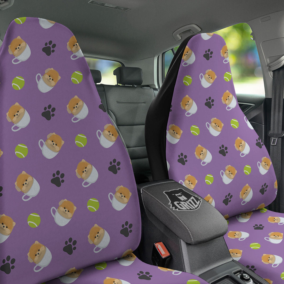 Tea Cup Pomeranian Print Pattern Car Seat Covers-grizzshop