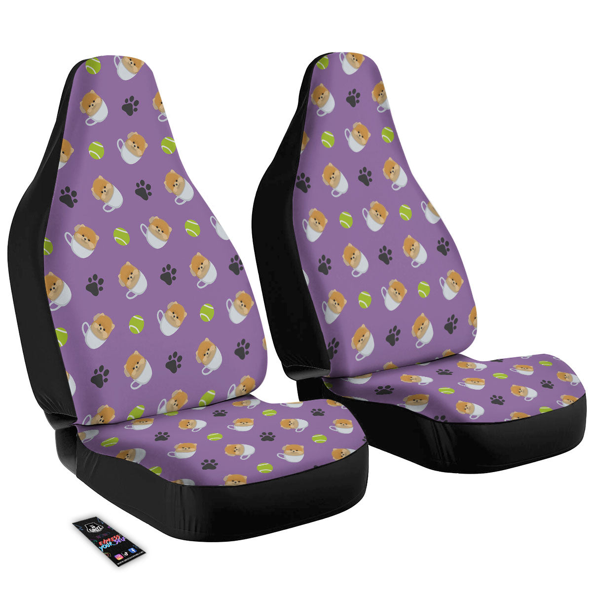 Tea Cup Pomeranian Print Pattern Car Seat Covers-grizzshop