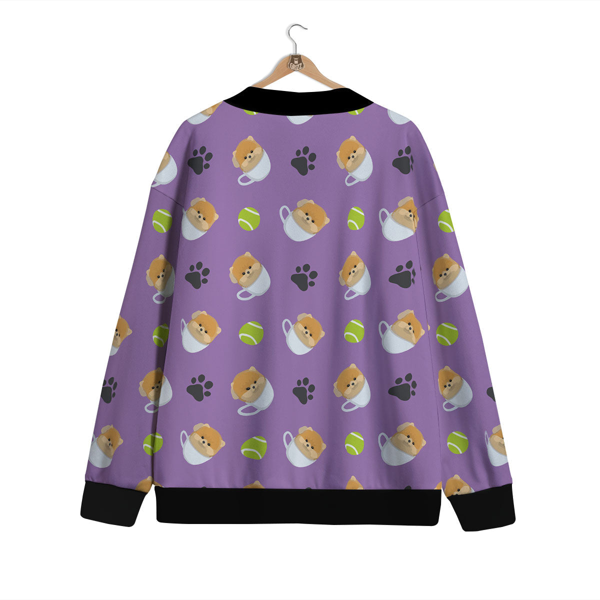 Tea Cup Pomeranian Print Pattern Cardigan-grizzshop