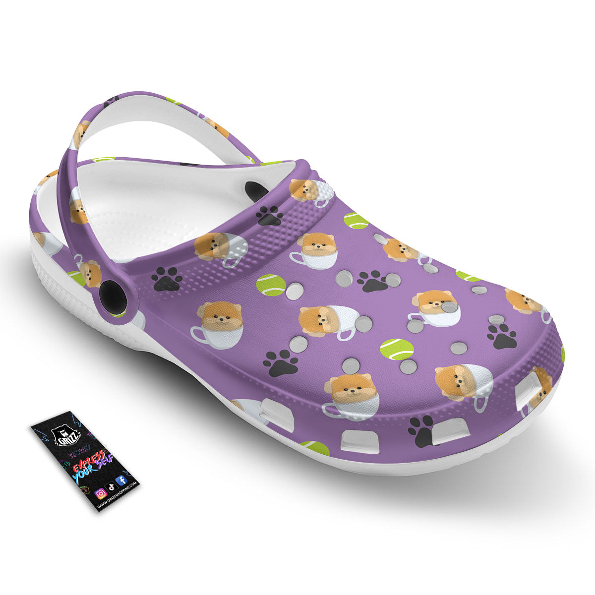 Tea Cup Pomeranian Print Pattern Clog-grizzshop