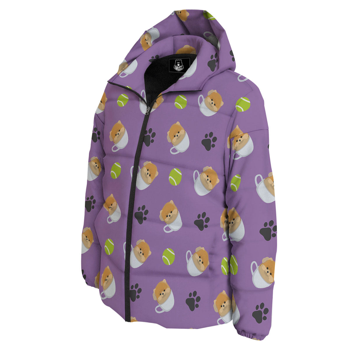 Tea Cup Pomeranian Print Pattern Down Jacket-grizzshop