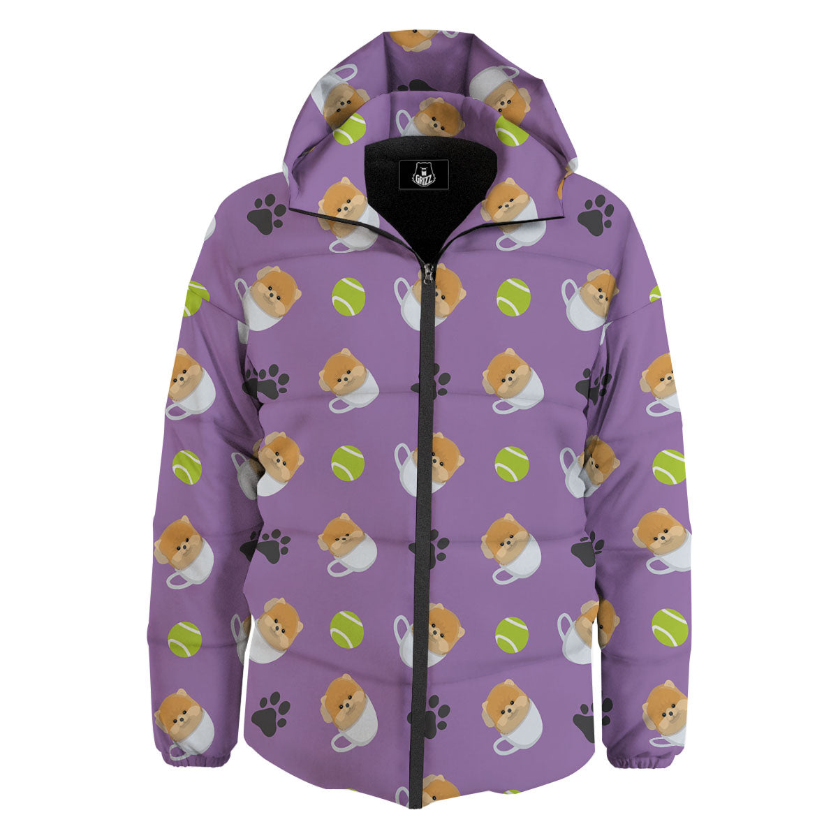 Tea Cup Pomeranian Print Pattern Down Jacket-grizzshop