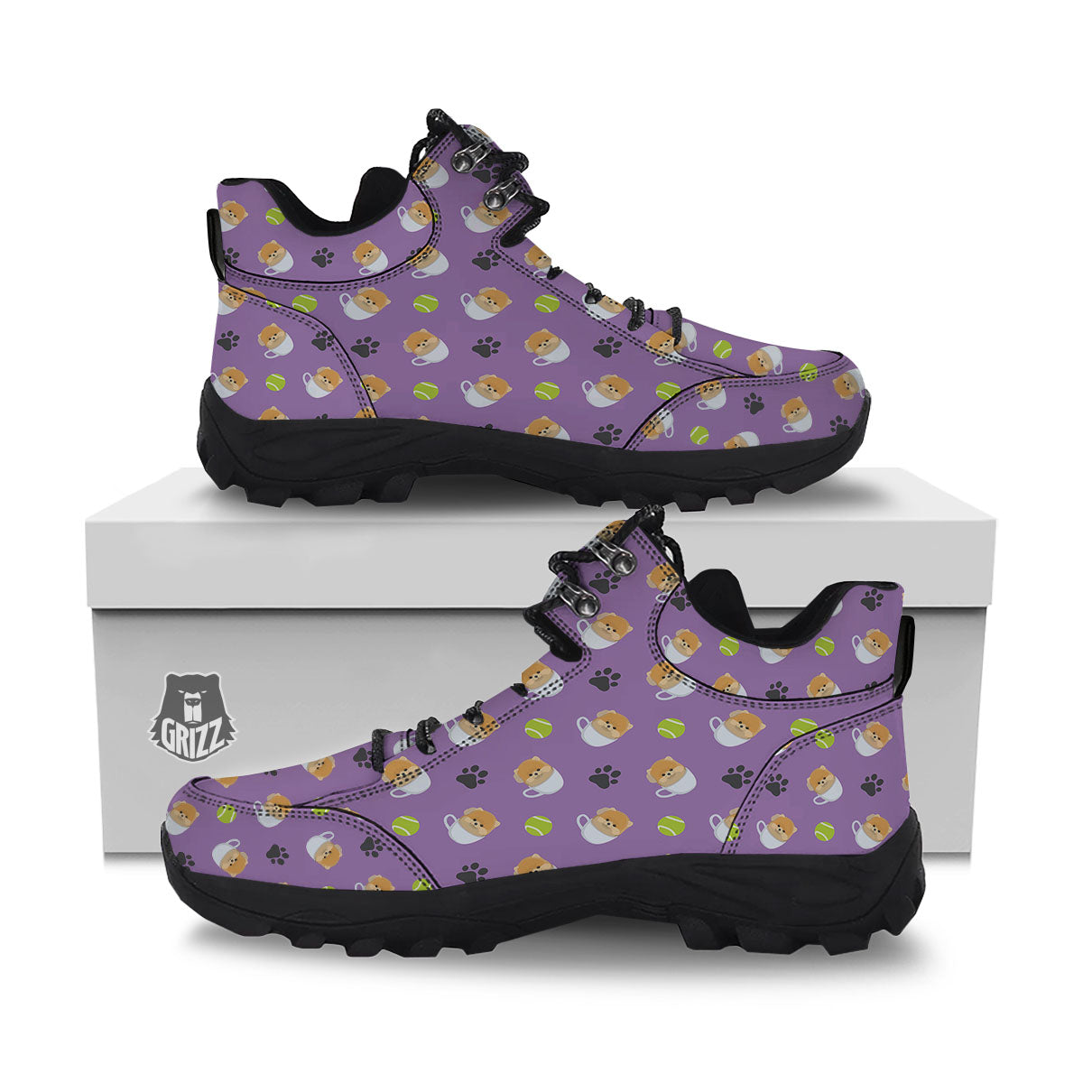 Tea Cup Pomeranian Print Pattern Hiking Shoes-grizzshop