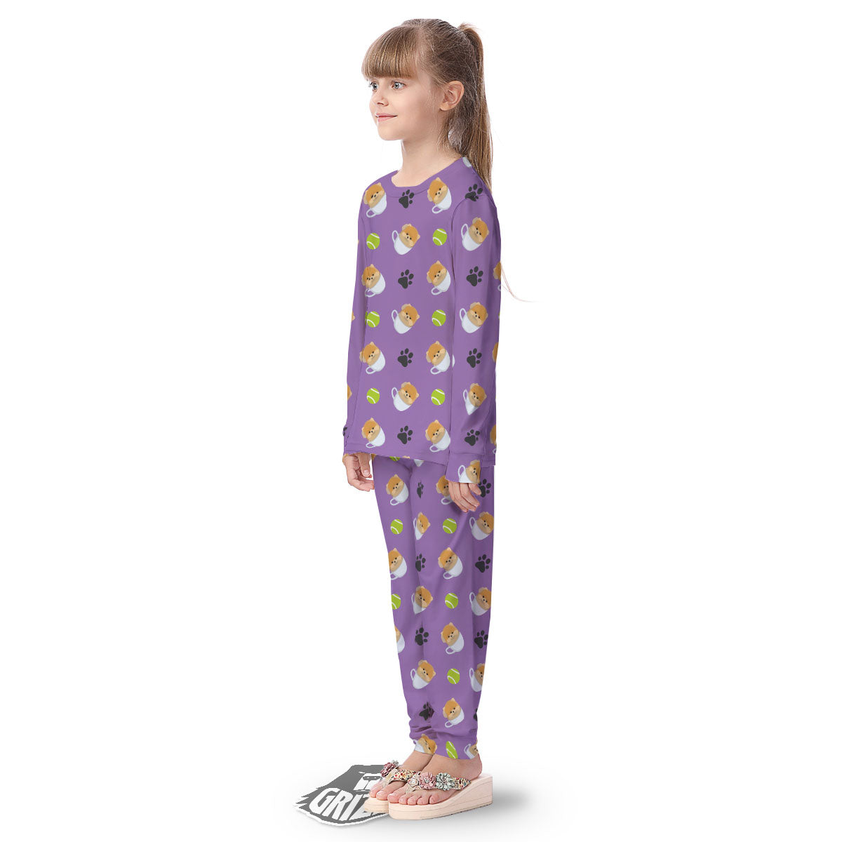 Tea Cup Pomeranian Print Pattern Kid's Pajamas-grizzshop