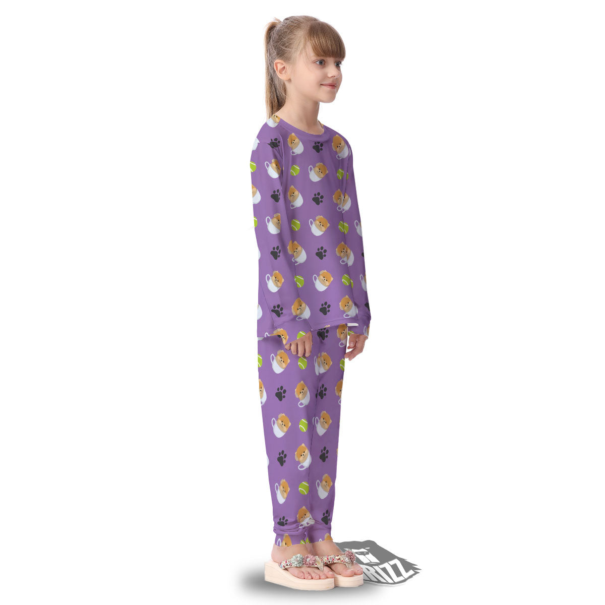 Tea Cup Pomeranian Print Pattern Kid's Pajamas-grizzshop