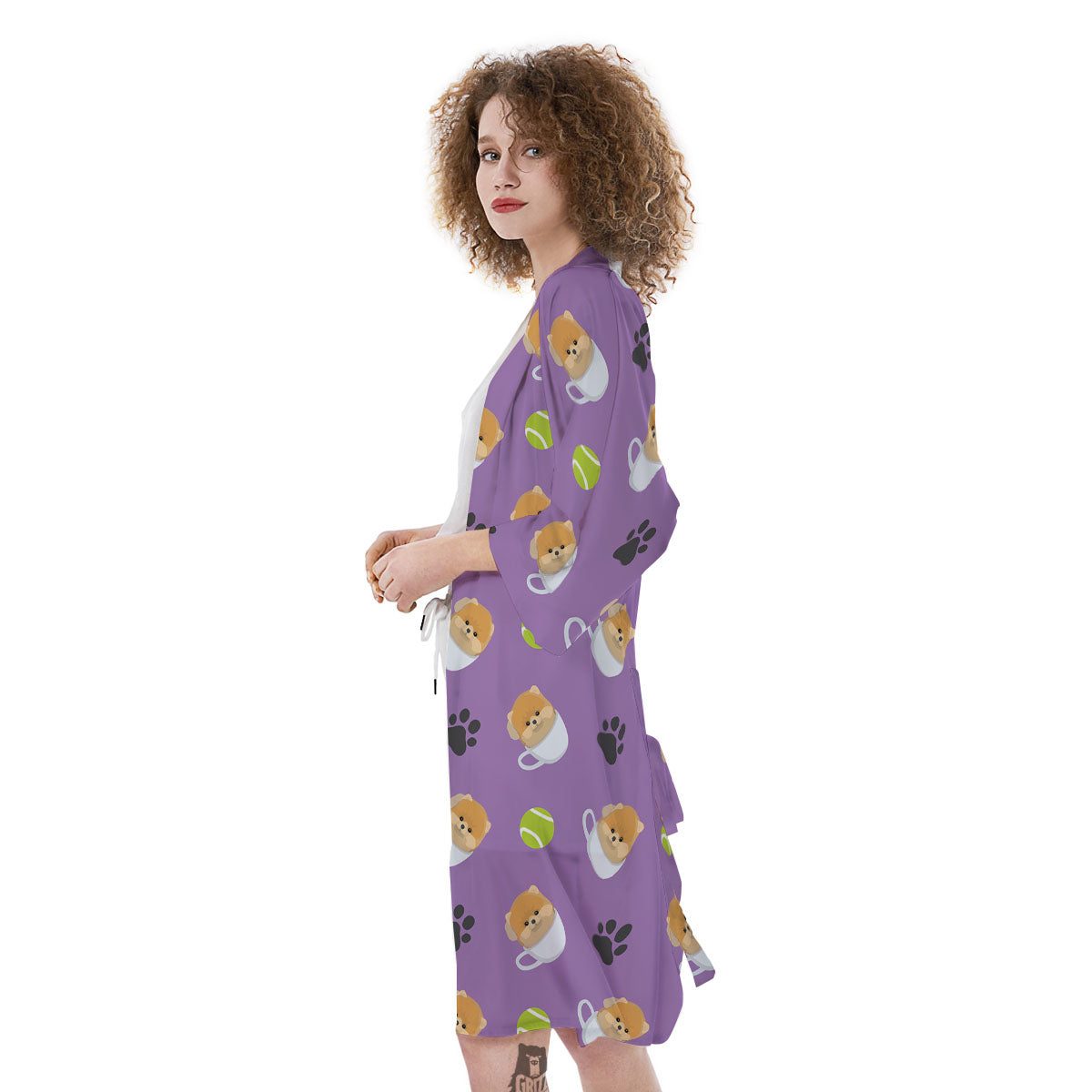 Tea Cup Pomeranian Print Pattern Kimono-grizzshop