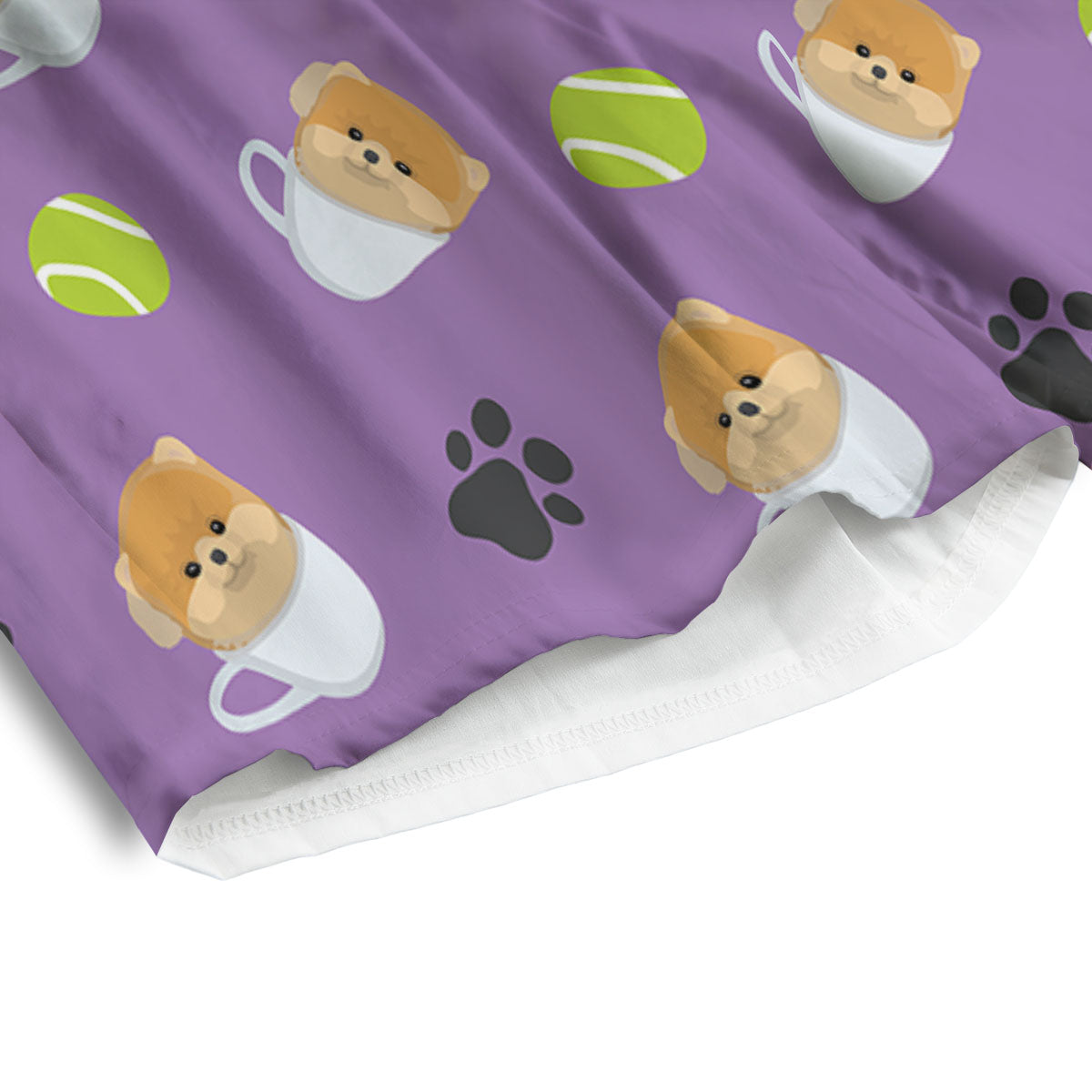 Tea Cup Pomeranian Print Pattern Men's Athletic Shorts