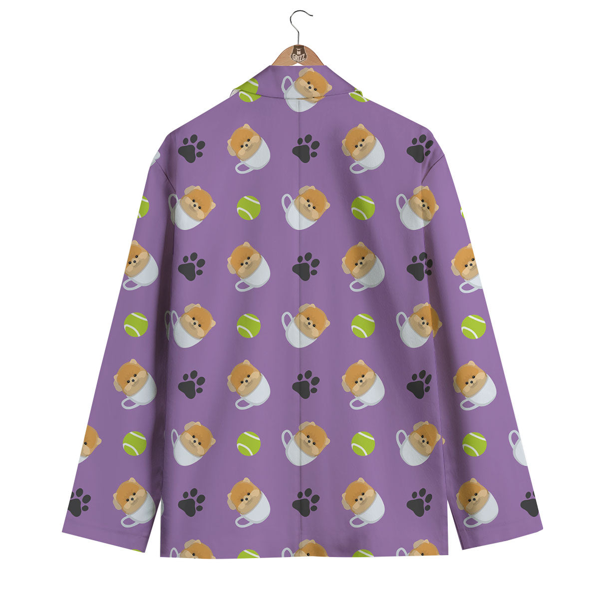 Tea Cup Pomeranian Print Pattern Men's Blazer-grizzshop