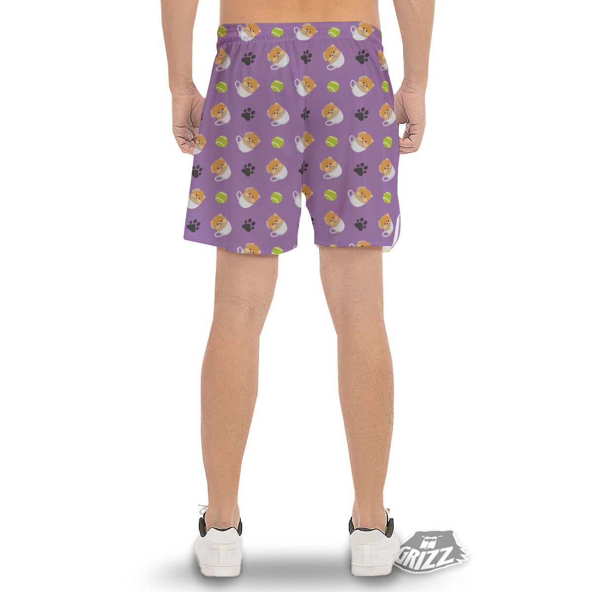 Tea Cup Pomeranian Print Pattern Men's Gym Shorts-grizzshop