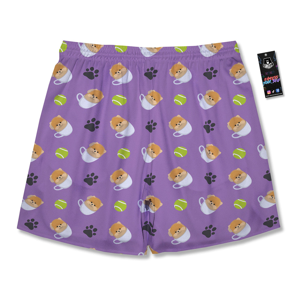 Tea Cup Pomeranian Print Pattern Men's Running Shorts-grizzshop