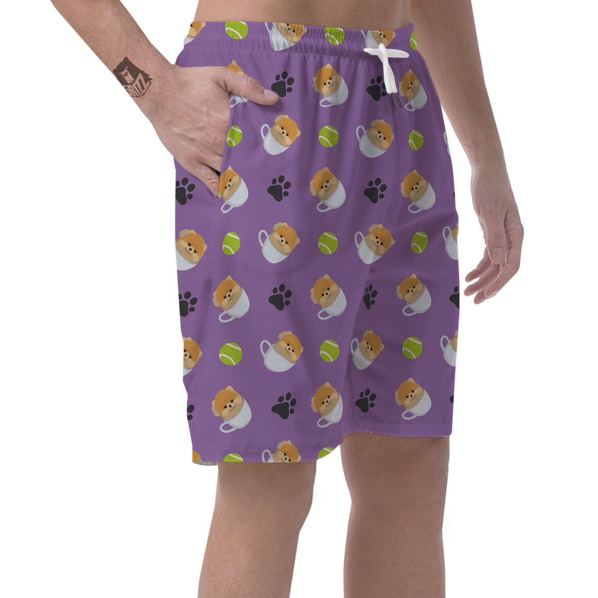 Tea Cup Pomeranian Print Pattern Men's Shorts-grizzshop