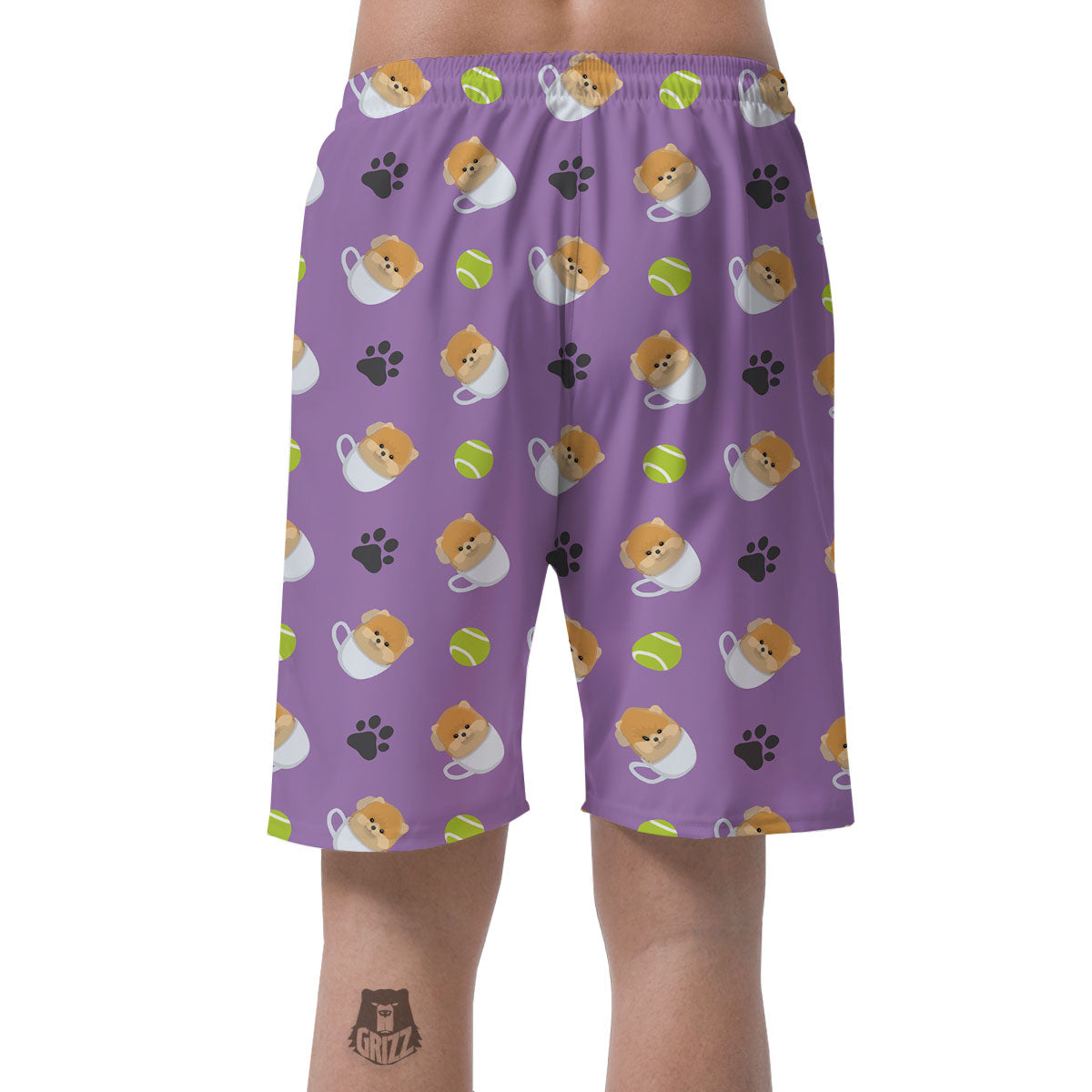 Tea Cup Pomeranian Print Pattern Men's Shorts-grizzshop