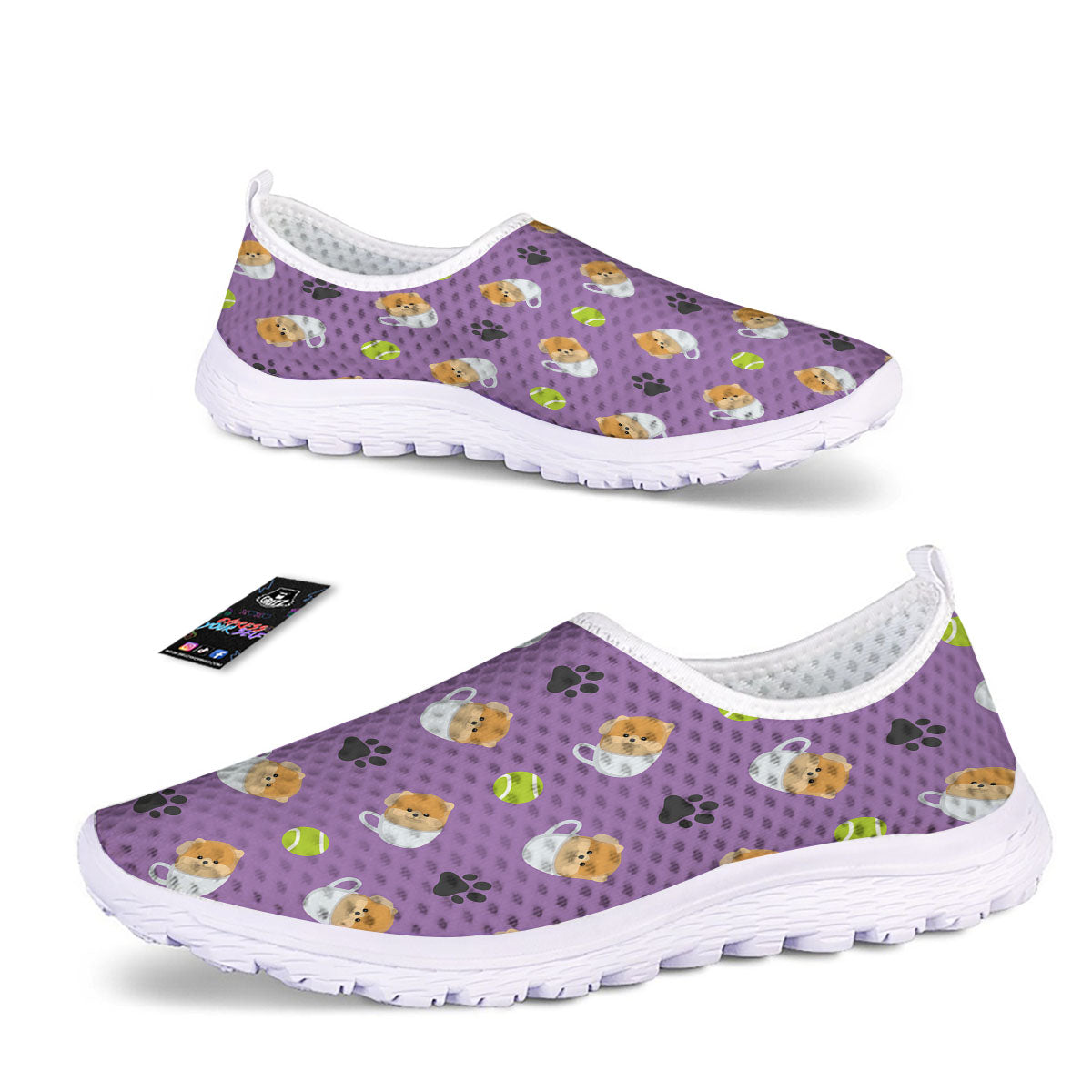 Tea Cup Pomeranian Print Pattern Nurse Shoes-grizzshop