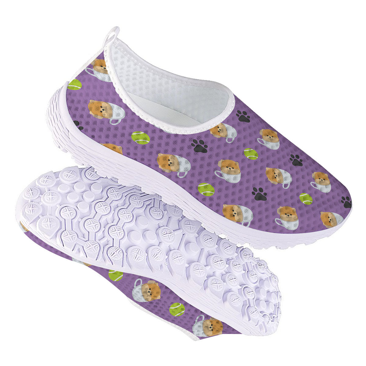 Tea Cup Pomeranian Print Pattern Nurse Shoes-grizzshop