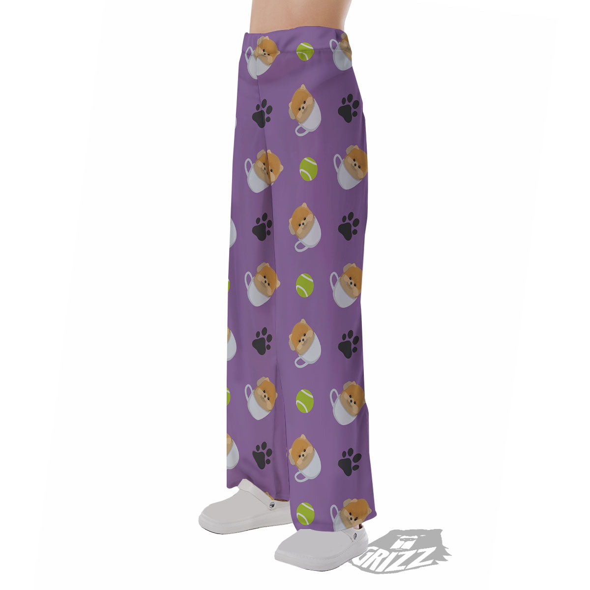 Tea Cup Pomeranian Print Pattern Pajama Pants-grizzshop