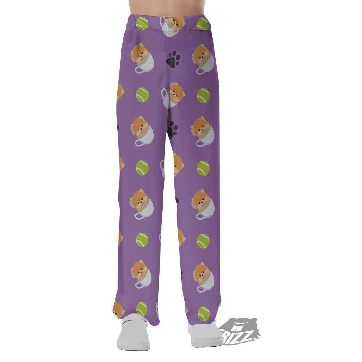 Tea Cup Pomeranian Print Pattern Pajama Pants-grizzshop