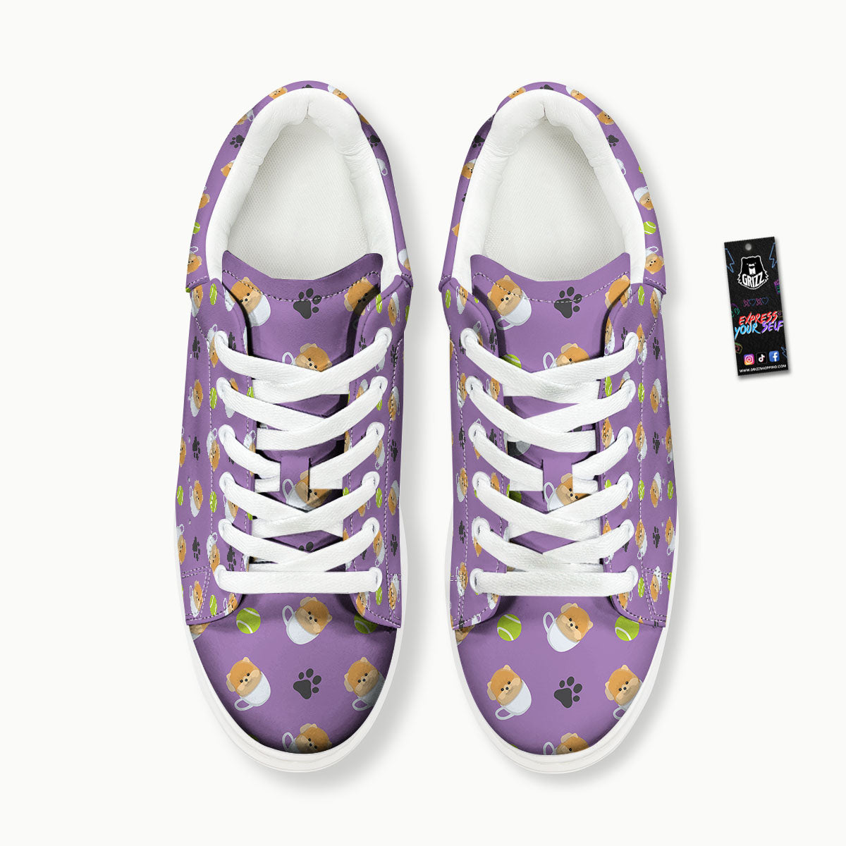 Tea Cup Pomeranian Print Pattern Platform Shoes-grizzshop